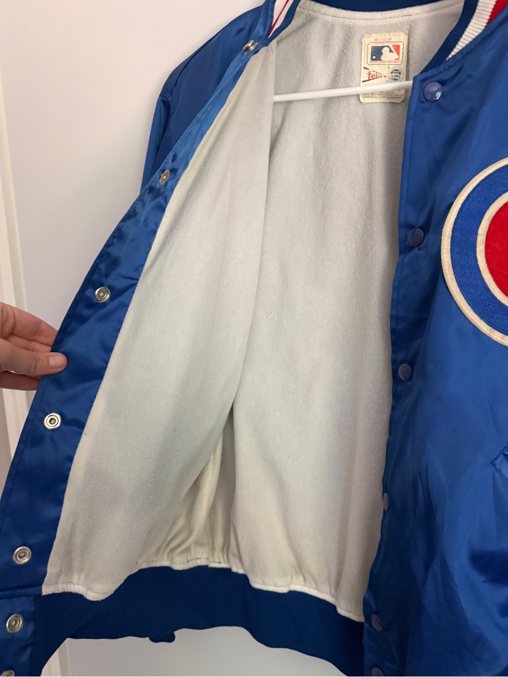 Vintage Chicago Cubs Satin Jacket Telco MLB Sz M - Picture 4 of 7